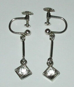 Earrings, 1940ssilver with Rock Chrystals.