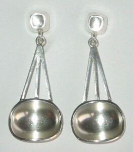 'Bowl and Cube', 1953Silver earrings by Sigurd Persson for Atelje Stigbert.
