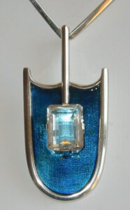 Uni David-Andersen silver with enamel "Magical Mirror" pendant with rock crystal