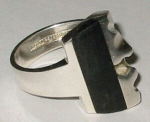 Ring, 1980s
Silver with ebony.