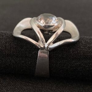 Silver ring with cut rock chrystal