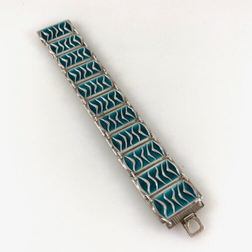 Agnar Skrede Wave bracelet in silver and enamel, from his 1954 "Wave" series. The series was created for the David-Andersen company.