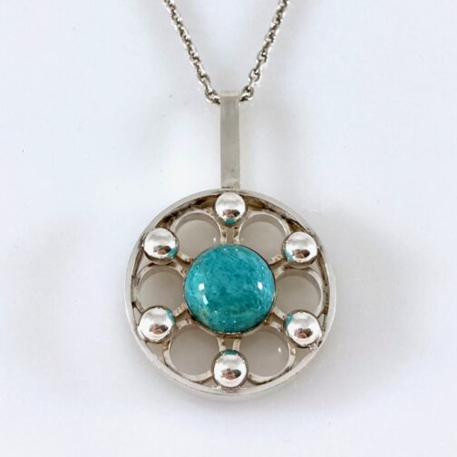 Silver with amazonite pendant by Agnar Skrede for Aksel Holmsen