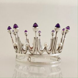 Silver bridal crown with Amethysts and Pearls by Karl-Erik Palmberg for Alton