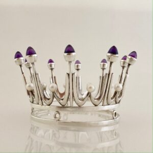 Silver bridal crown with Amethysts and Pearls by Karl-Erik Palmberg for Alton