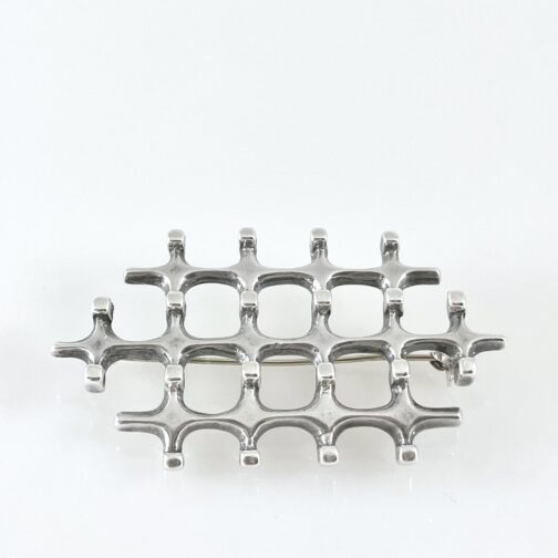 Silver brooch by Marianne Berg for Uni David-Andersen. "Mariannes Silver Mesh" was created as part of the Troll Series from 1966; The Silver Series.