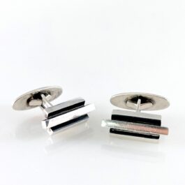Cufflinks by Niels Erik From, silver elements put together and partly patinated/oxidized in this well composed set of MCM jewelry.
