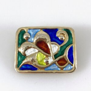 Brooch by Øystein Balle, silver gilt and multicoloured enamel, carrying the traditon of rose painting into expressive and modern works of MCM slver.