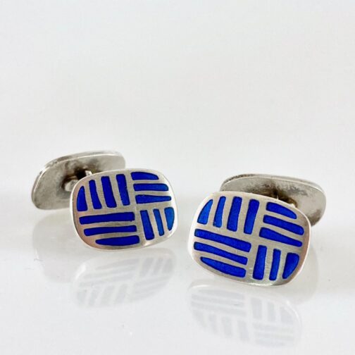 Cufflinks by Uni David-Andersen for David-Andersen, in silver with enamel. Astonishingly smooth and almost shing from beneath. True MCM treasures.