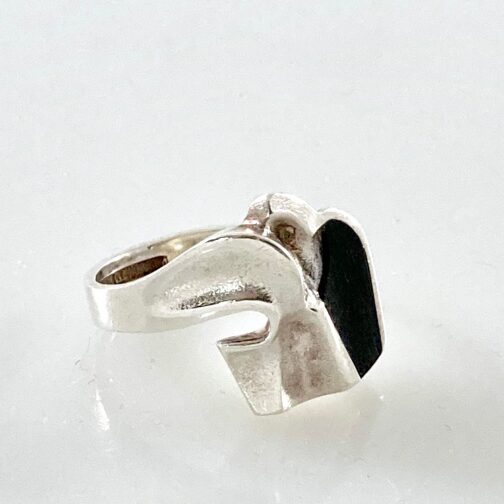 Zoltan Popovits silver ring with ebony for Lapponia